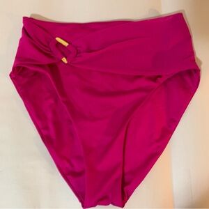 Trina Turk Monaco High-Waisted Belted Sangria Pink Swim Bottoms size 6